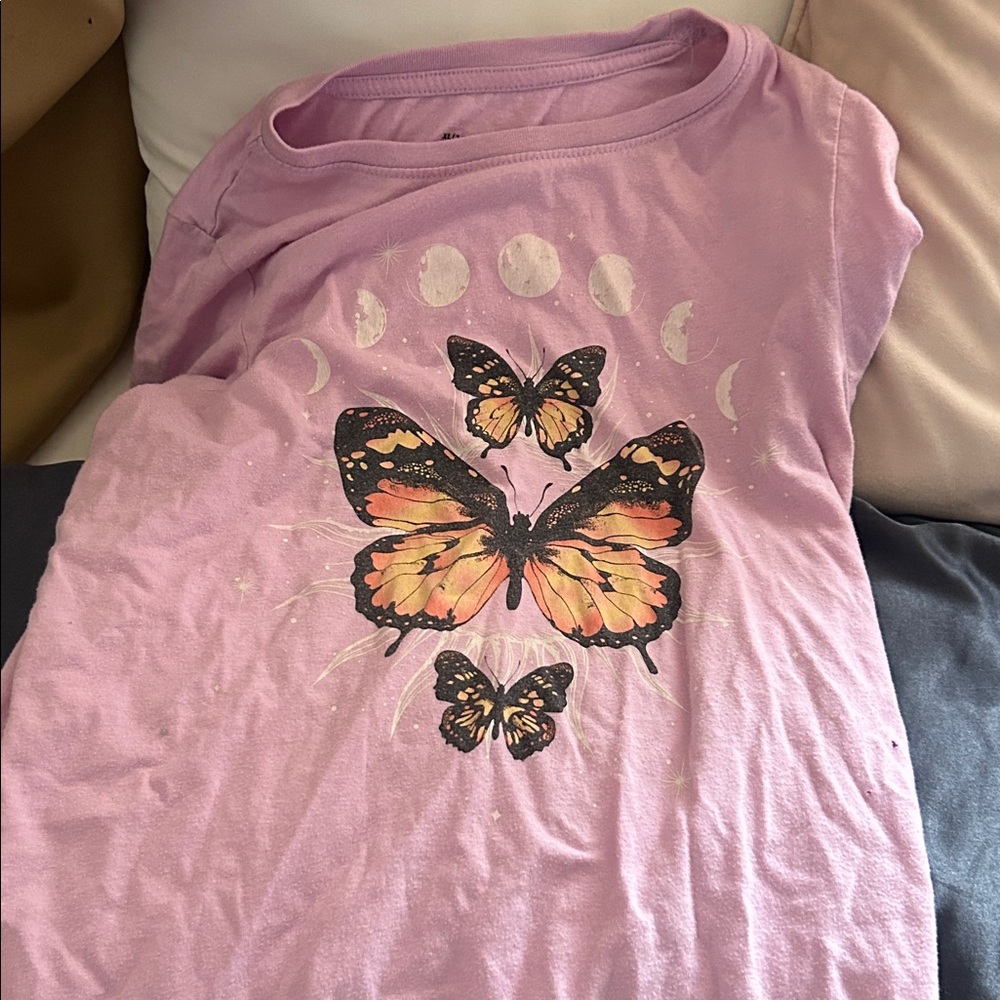 Butterfly Print Kids Shirt - Pink
